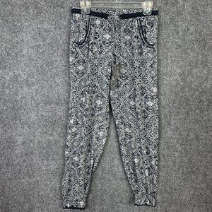 Knox Rose Lounge Jogger Pants Women Size S Pockets Elastic Tie Waist B&W Pattern